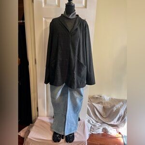 Women’s HINDAHL& SKUDELNY Lagenlook‎ Artsy Textured Whimsy-goth Black Jacket 2XL